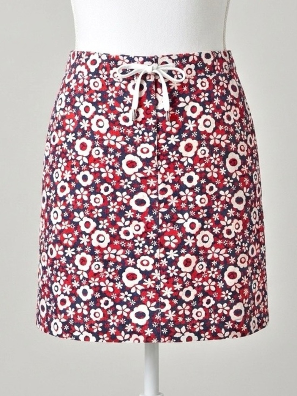 Christopher & Banks Red White Blue Floral A-line Mini Retro Americana Size 12